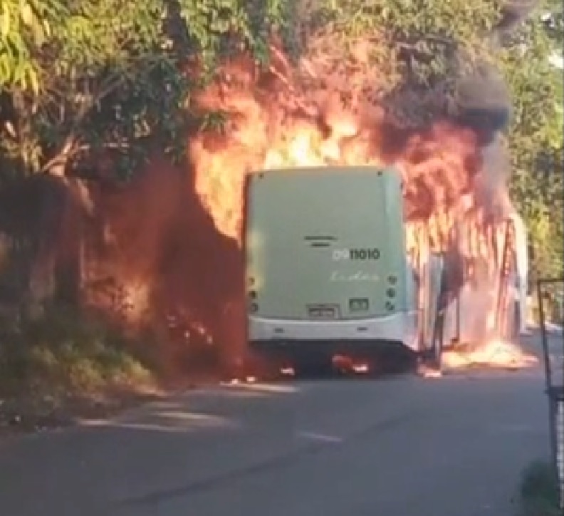 Moradores filmam ônibus sendo engolido pelo fogo durante ataques em Manaus