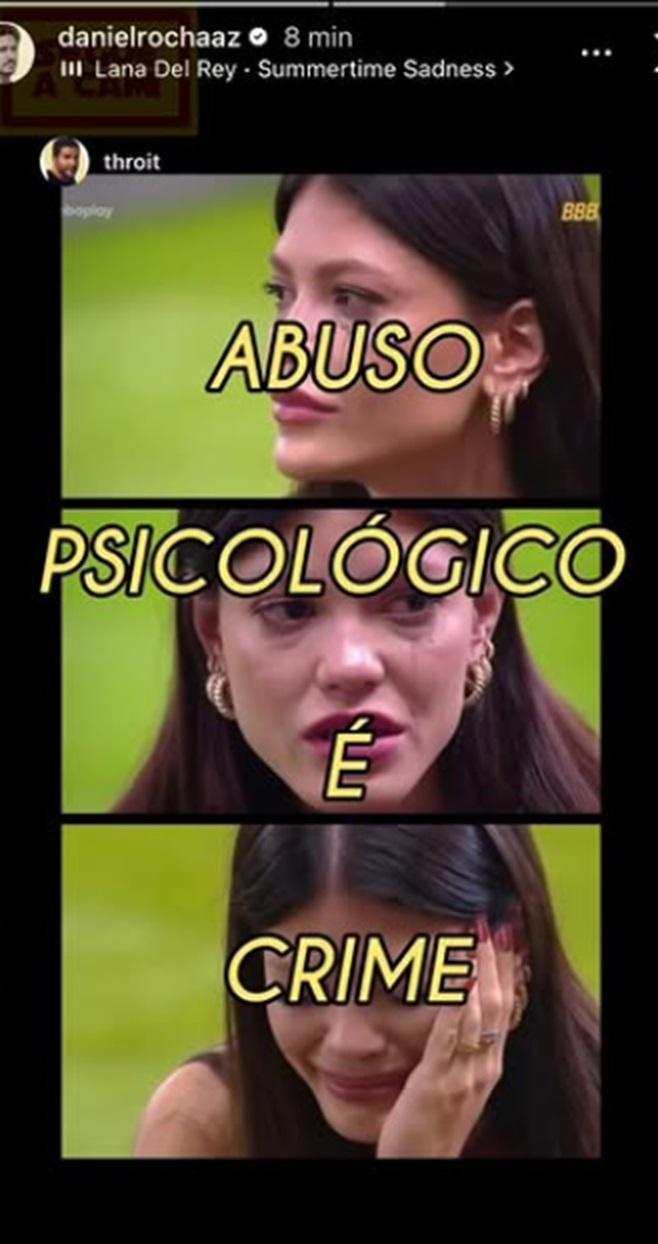 Daniel Rocha aponta 'crime de abuso psicológico' contra Vitória Strada e depois apaga post
