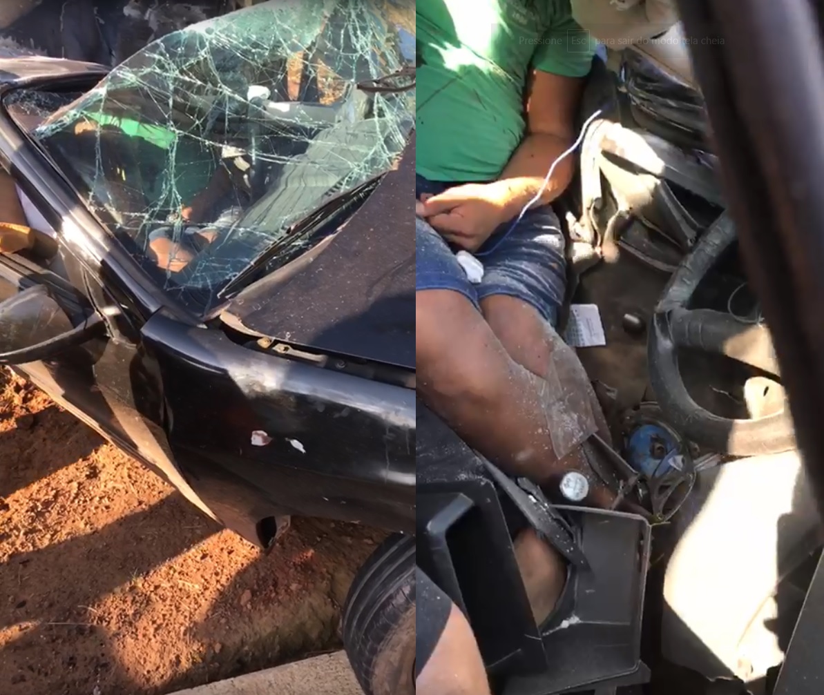 Carro se choca violentamente contra poste ao voltar de Manaus na AM-070