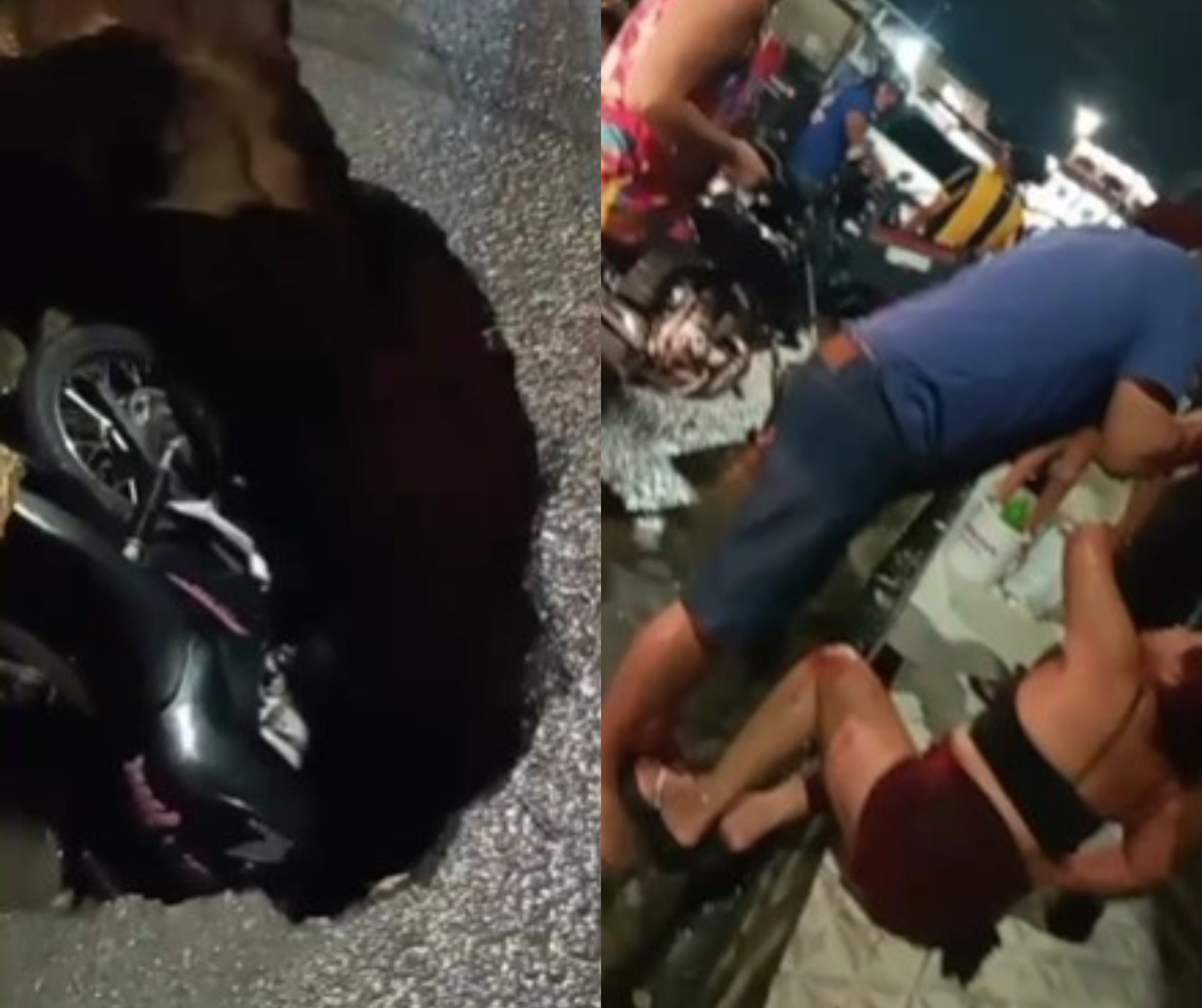 Casal em moto fica gravemente ferido após cair em cratera no bairro São José