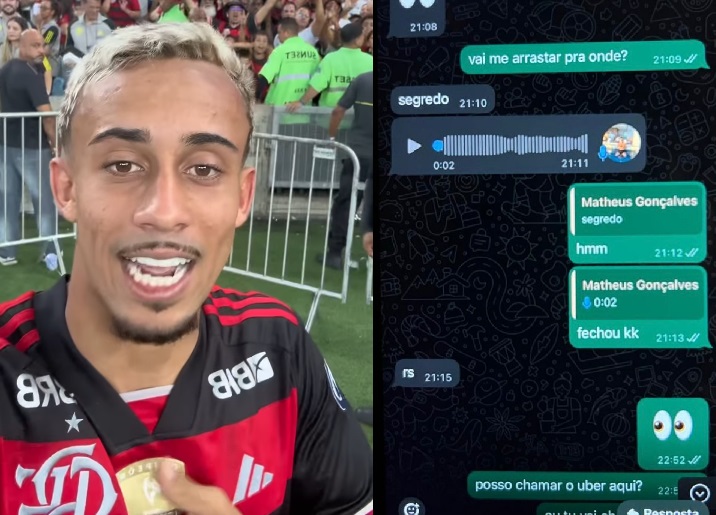 Matheus Gonçalves, do Flamengo, tem foto vazada em motel com amante 