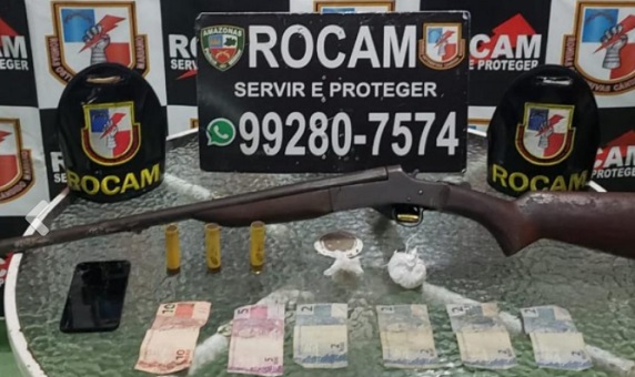 Homem é preso em bar com arma e drogas no Amazonas