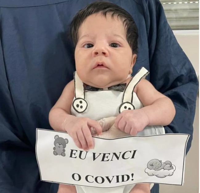 Após 18 dias intubado com Covid-19, recém-nascido recebe alta de hospital