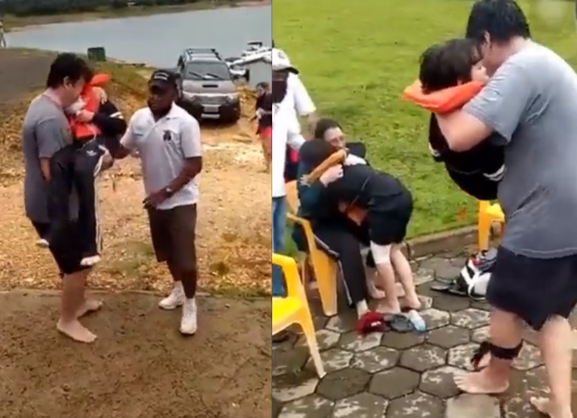 Imagens mostram resgate de crianças após queda de rocha em Capitólio
