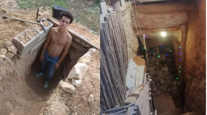 Jovem constrói caverna no quintal de casa após briga com os pais 