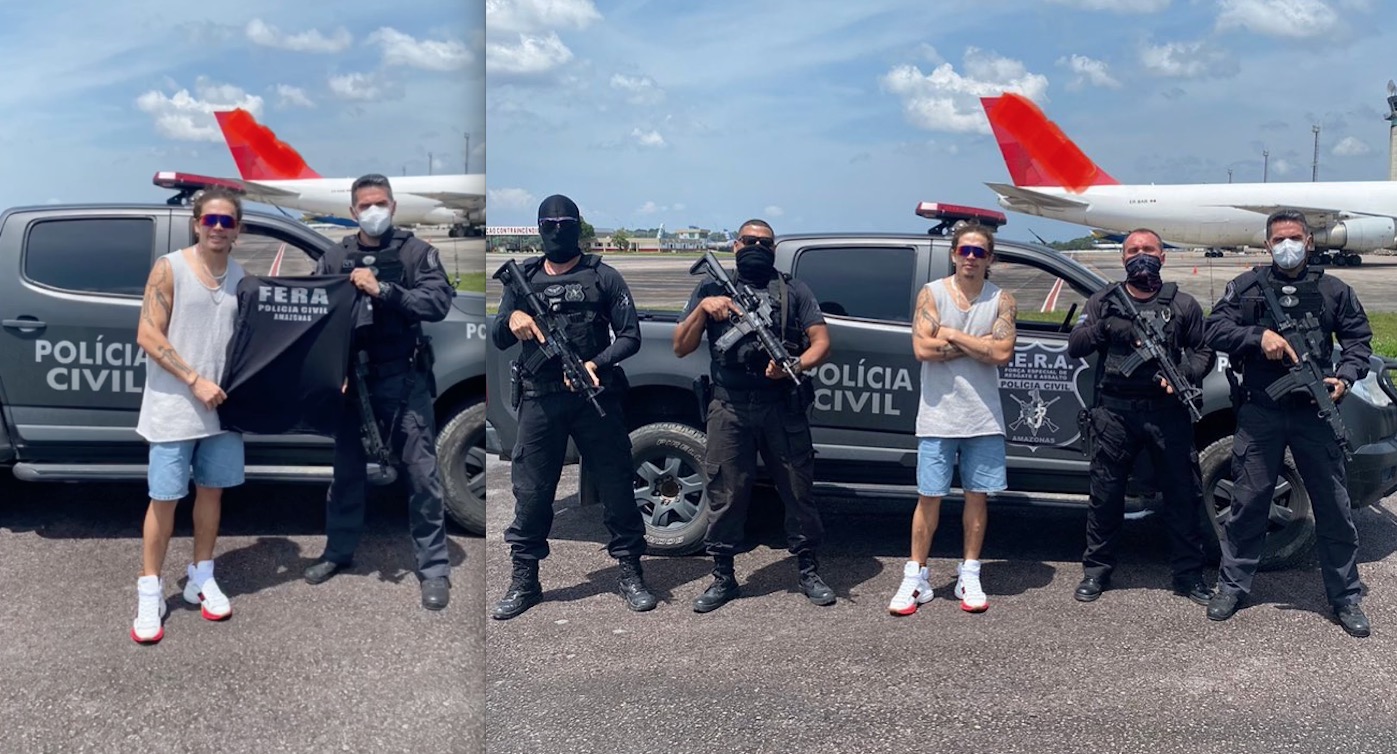 Whindersson Nunes recebe homenagem do grupo FERA durante passagem em Manaus