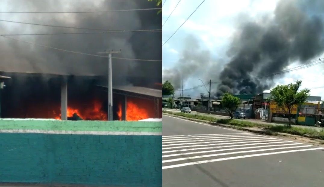 Empresa de reciclagem pega fogo na zona leste de Manaus; vídeo