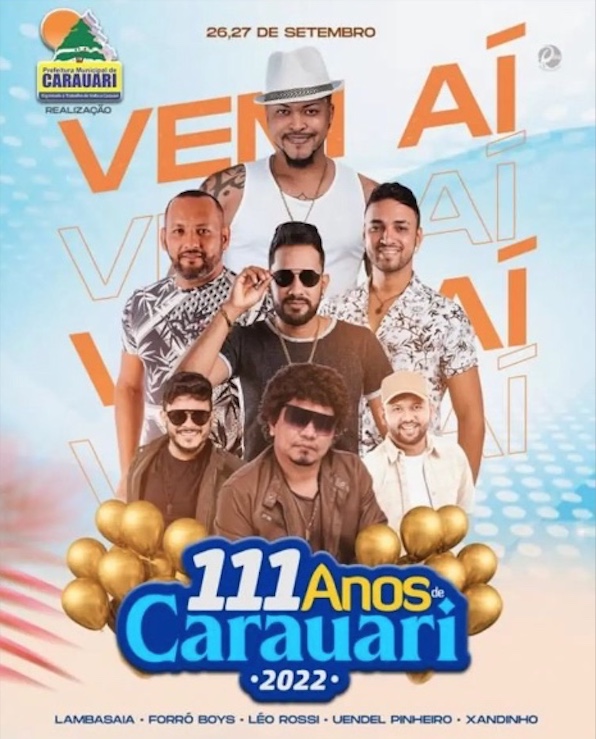 Prefeitura anuncia gasto de R$ 175 mil com shows para festa de aniversário no Amazonas