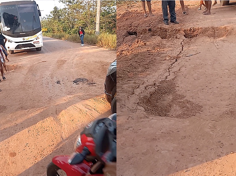 Ponte afunda na BR-319 no Amazonas e motoristas temem acidente; vídeo