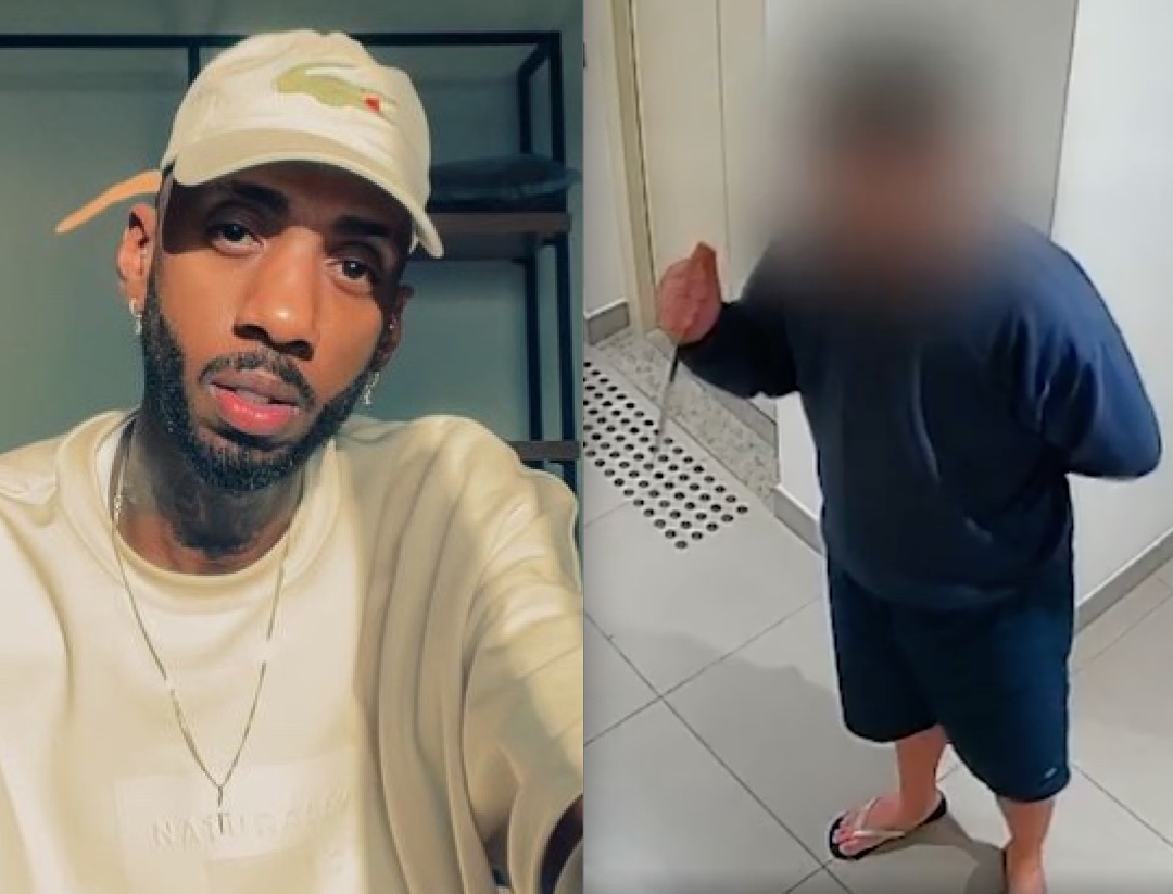 Vídeo: Alvo de racismo, Eddy Junior é ameaçado com faca e garrafa por vizinhos