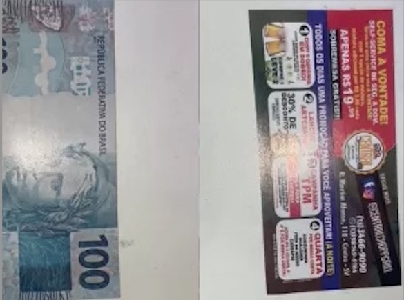Homens roubam centenas de panfletos acreditando que eram notas de R$ 100