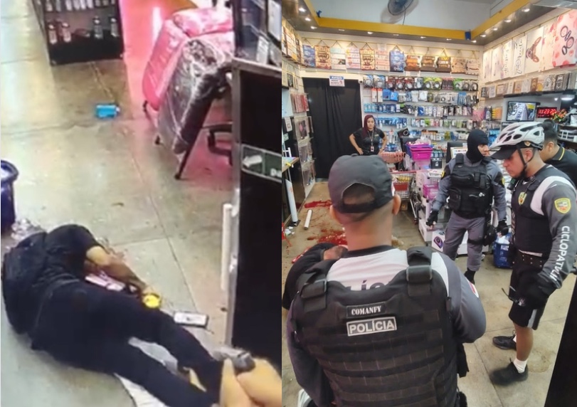 Assaltante que olho pulou para fora após ser baleado em loja morre em Manaus