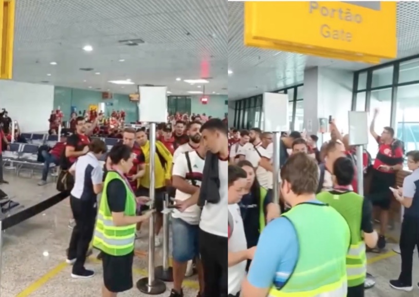 Flamenguistas lotam aeroporto de Manaus antes de embarcar para final da Libertadores no Equador