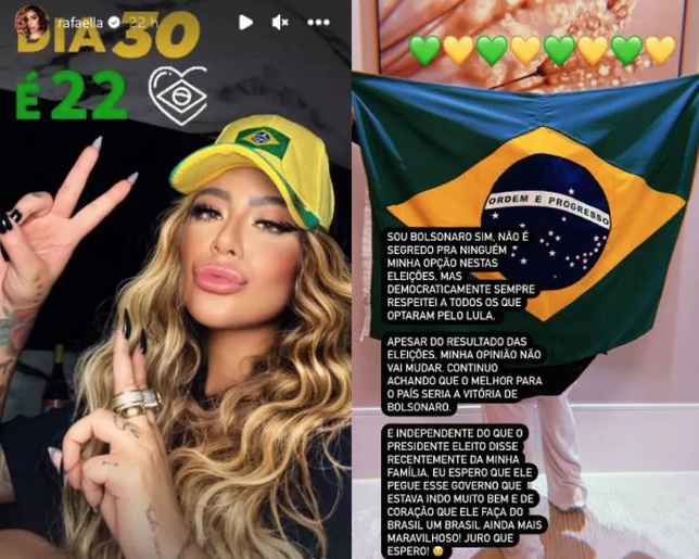 Rafaella Santos, irmã de Neymar, lamenta derrota de Bolsonaro e manda recado a Lula
