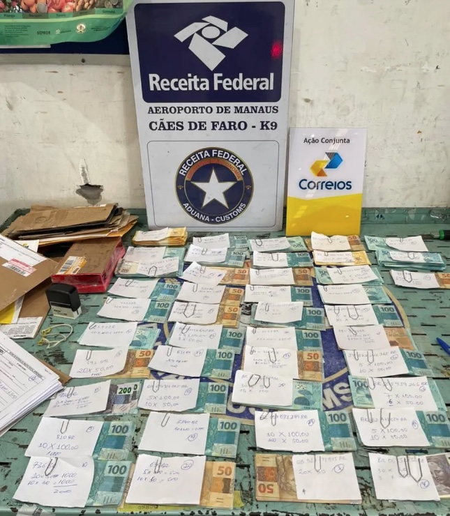 Receita Federal apreende R$ 70 mil em notas falsas escondidas em encomendas em Manaus