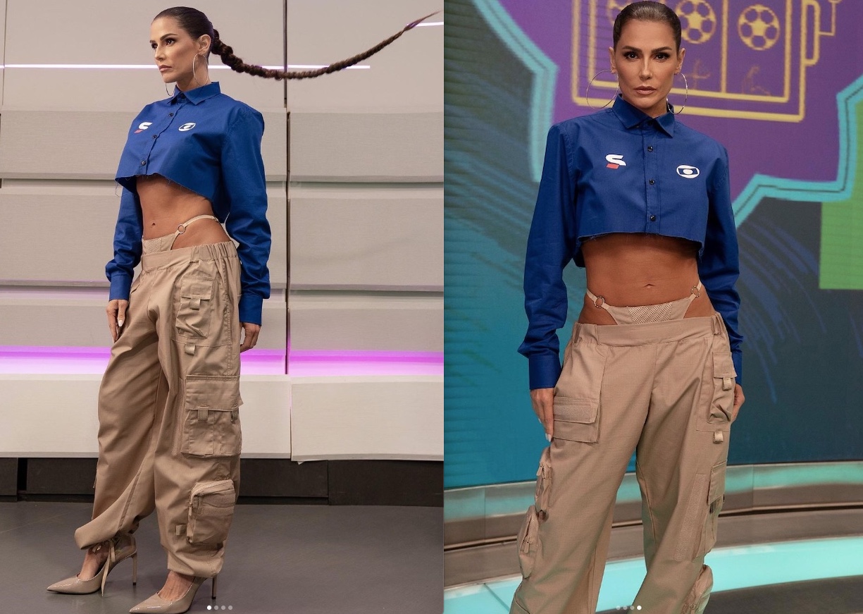 Deborah Secco estreia como comentarista da Copa com calcinha à mostra 