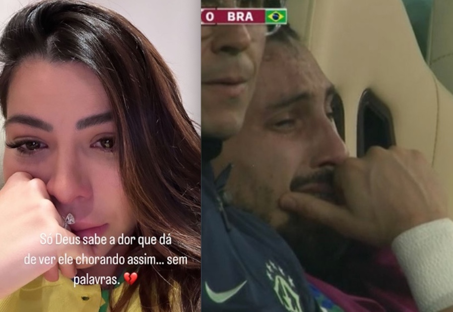 Noiva de Alex Telles chora após jogador se lesionar na Copa: ‘Sem palavras’