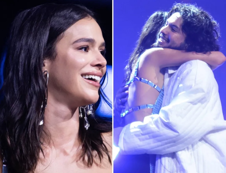Bruna Marquezine e Xolo Maridueña aparecem de surpresa no palco da CCXP22 e enlouquecem fãs