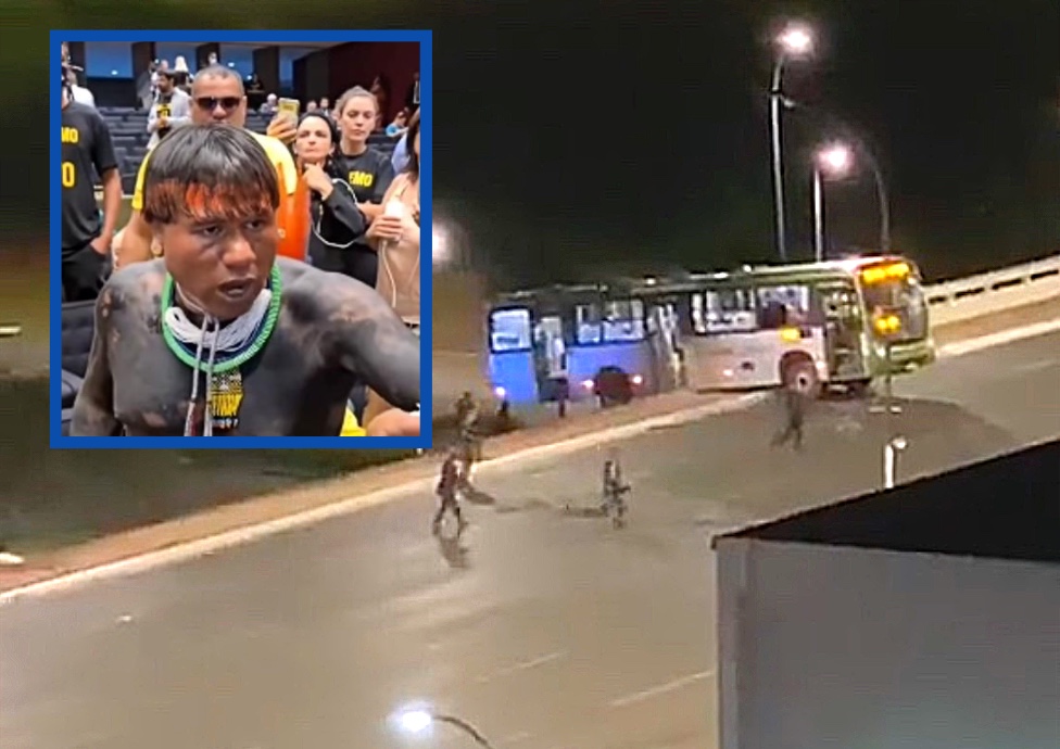 Bolsonaristas tentam jogar ônibus de viaduto após prisão de indígena; vídeo