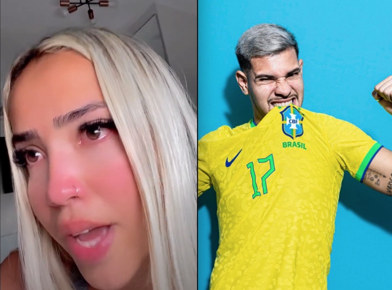 Chorando, ex de Bruno da seleção desmente jogador em vídeo de desabafo: 'fui chutada' 