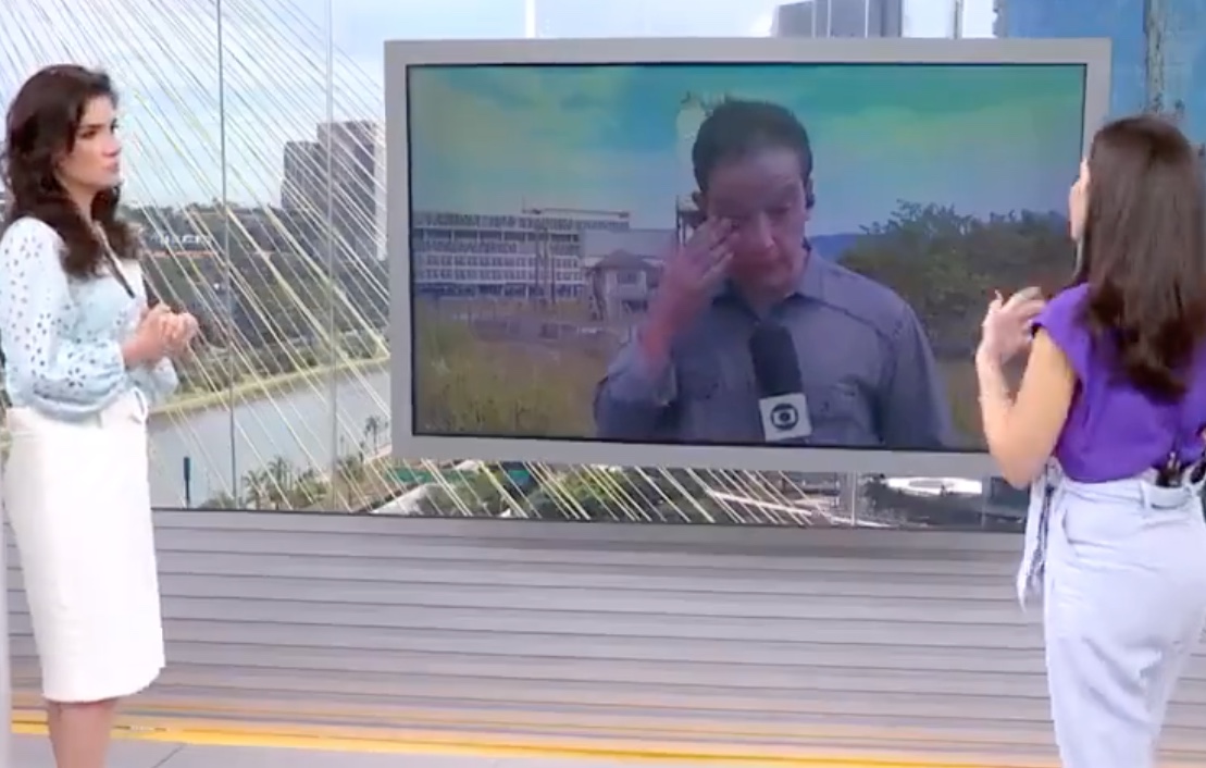 Repórter da Globo chora ao contar que litro de água é vendido a R$ 93 em área de tragédia em SP