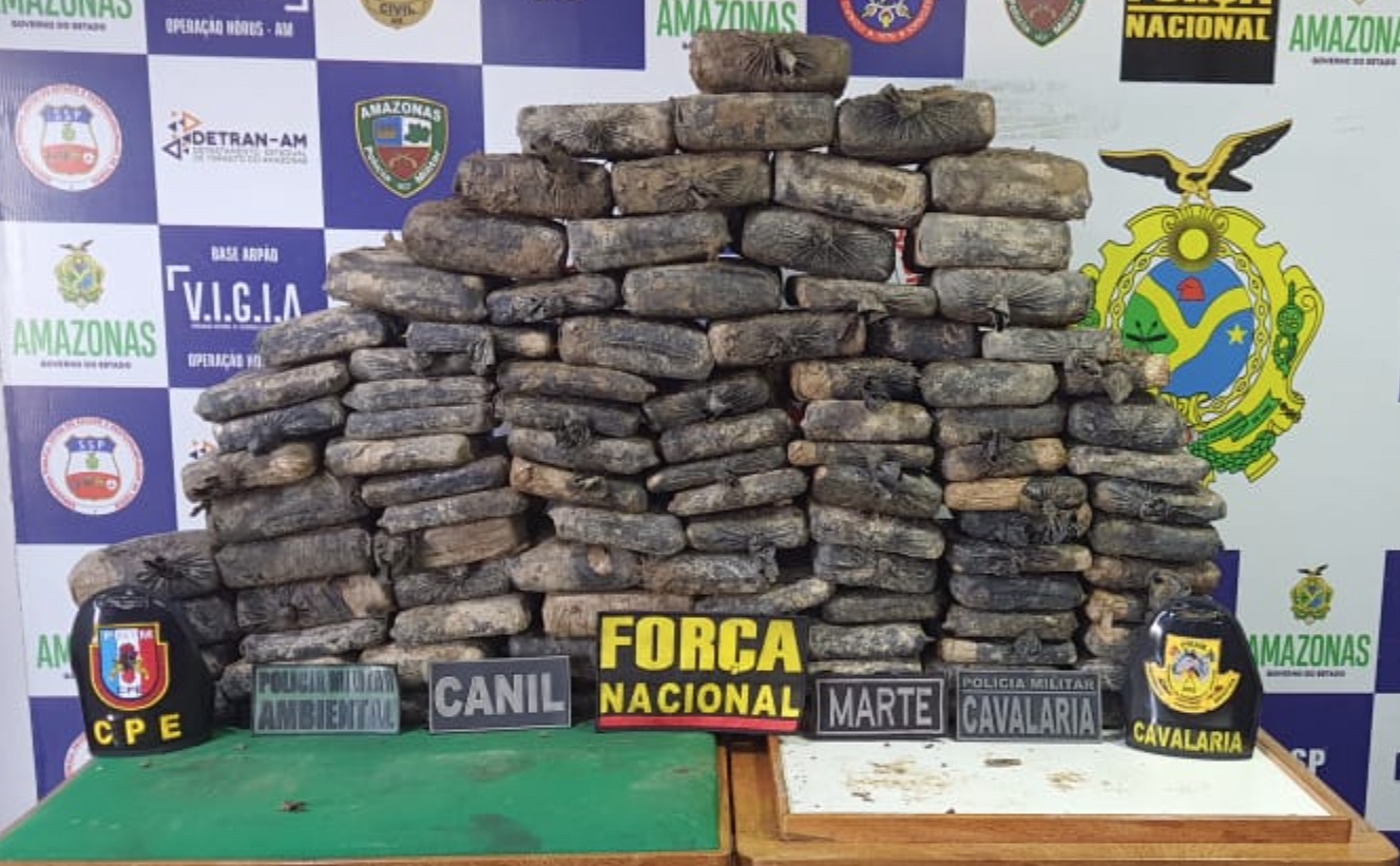 Polícia apreende mais de 140 quilos de drogas enterradas em mata no Amazonas