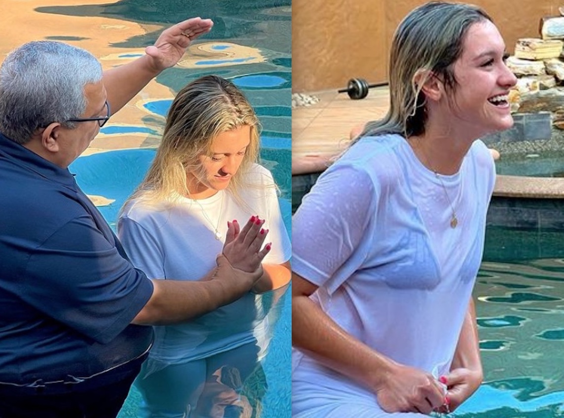 Filha de Gugu Liberato é batizada nas águas em igreja nos Estados Unidos 