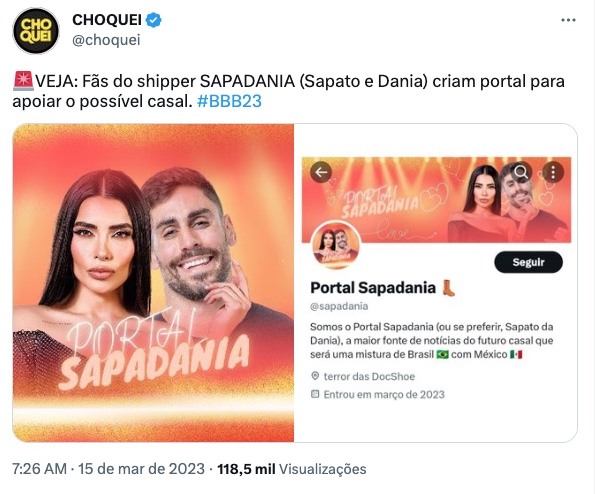 Fãs torcem por romance entre Cara de Sapato e mexicana Dania Mendez: 'sapadania'