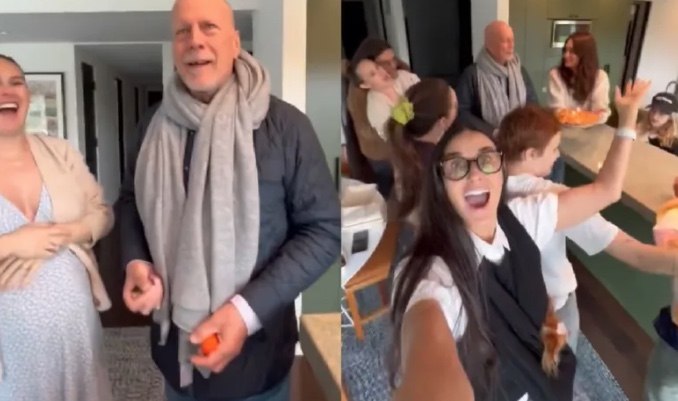 Demi Moore mostra comemoração de aniversário de 68 anos de Bruce Willis; vídeo