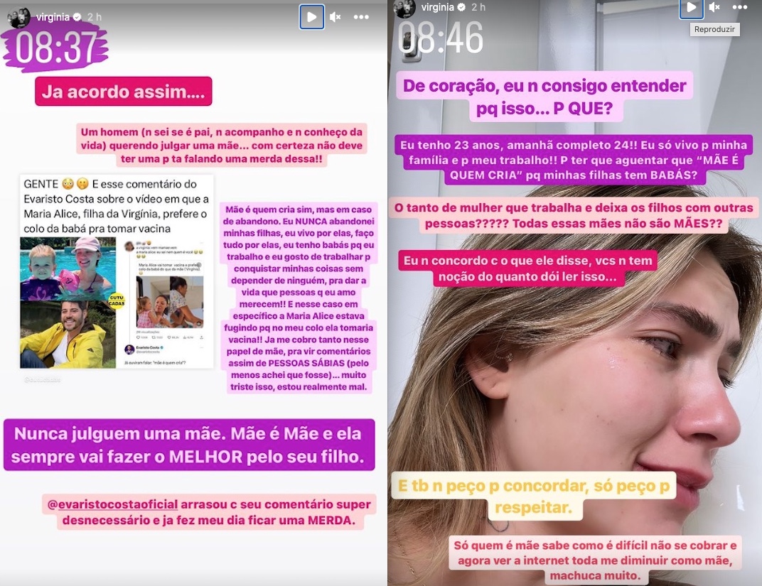Virgínia Fonseca chora após comentário de Evaristo: 'nunca abandonei minhas filhas'
