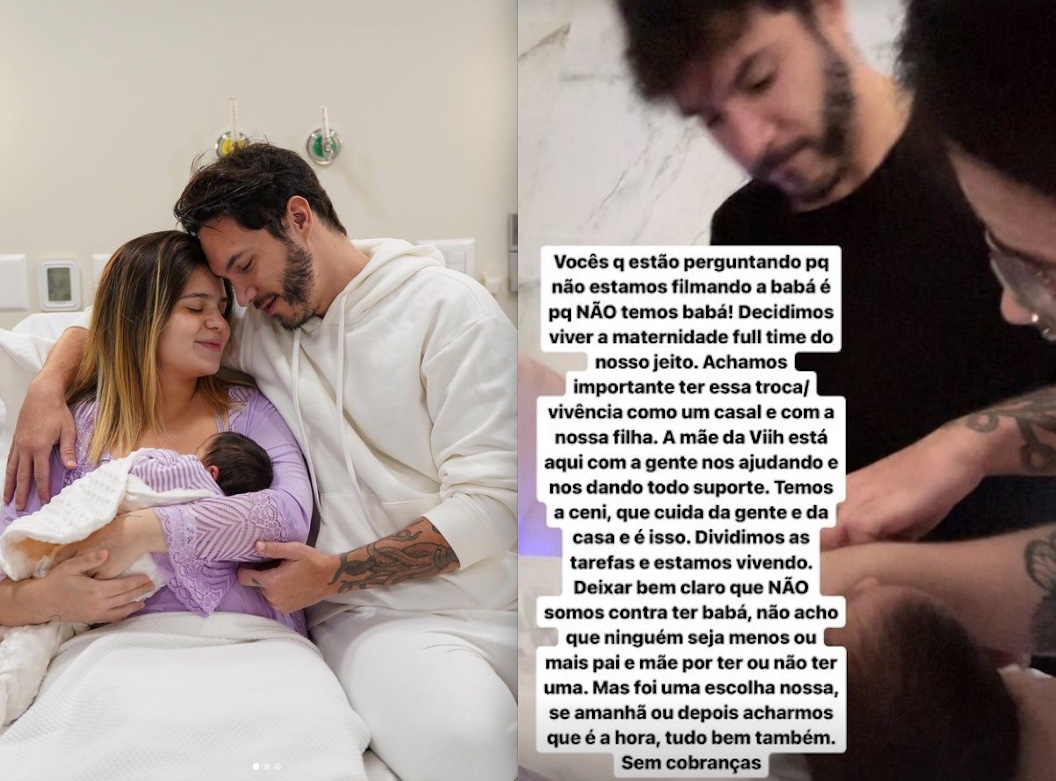 Ex-bbbs Viih Tube e Eliezer dispensam ter babá para a filha Lua: 'maternidade full time'