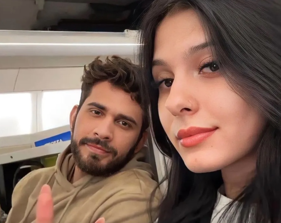 Gustavo Mioto e Ana Castela desembarcam de mãos dadas em Portugal