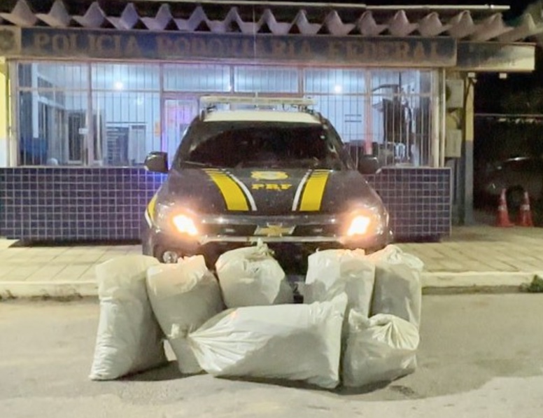 Motorista tenta fugir da PRF e capota carro com mais de 100 kg de maconha