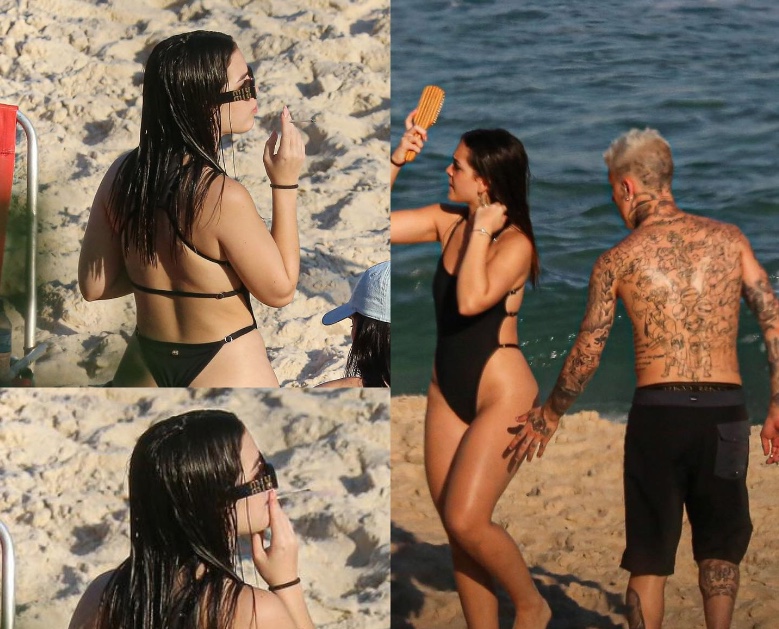 Mel Maia e MC Daniel fumam cigarrinho em praia e atriz ganha mão boba do ex