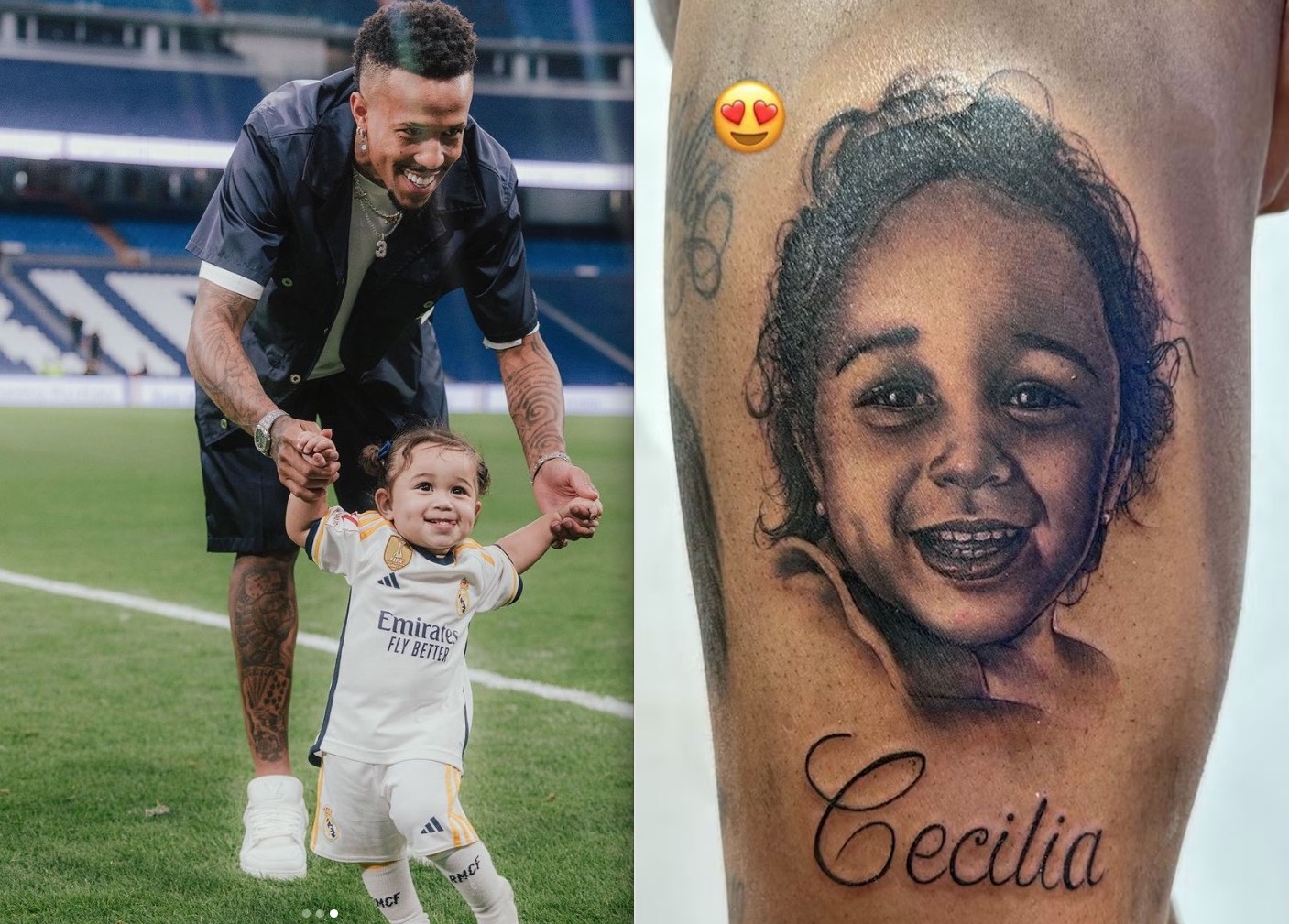 Éder Militão faz tatuagem com o rosto da filha e divide opiniões 