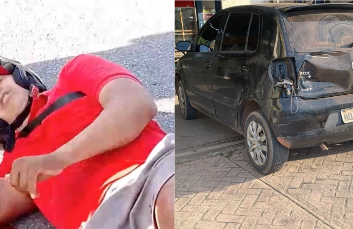 Motociclista colide com carro e quase perde a perna no Santo Antônio