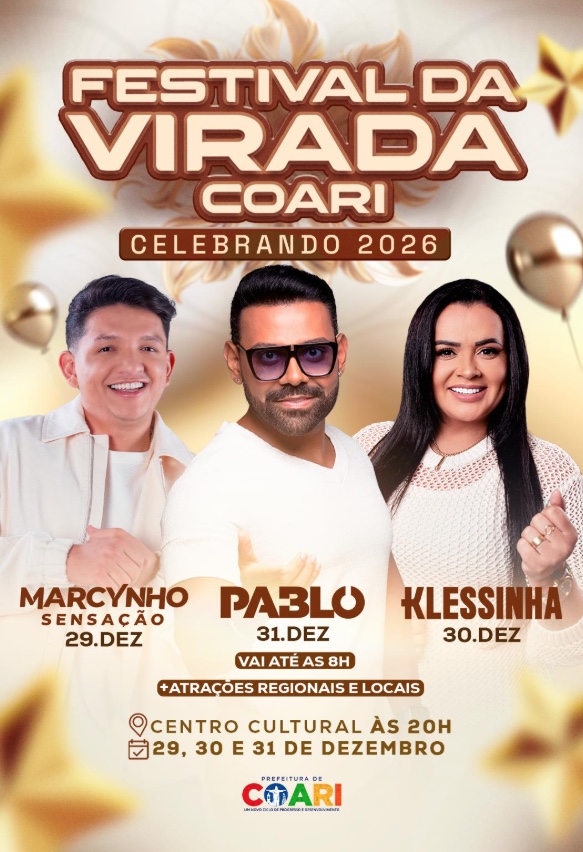 Marcynho Sensação, Klessinha e Pablo comandam a virada do ano em Coari