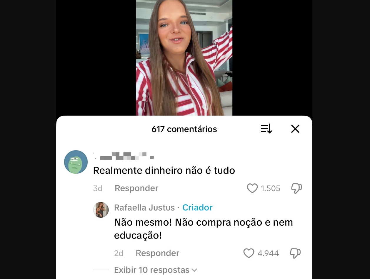 Rafa Justus rebate hater após comentário maldoso: "dinheiro não compra noção"