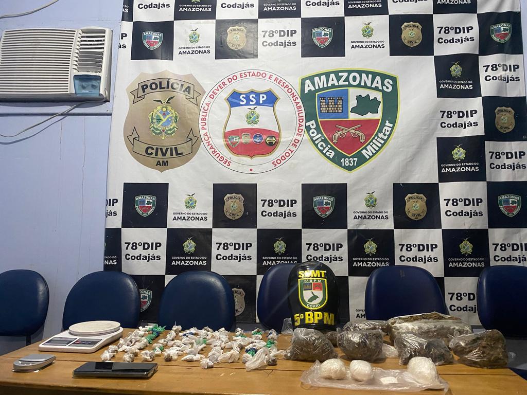 Dupla é presa e adolescente apreendido por tráfico de drogas no Amazonas
