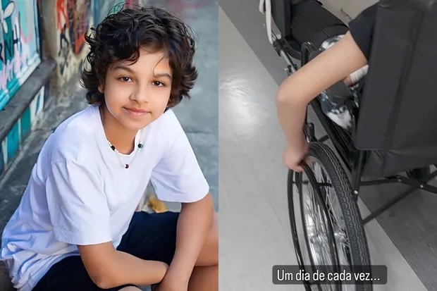 Ator de Pantanal Gustavo Corasini aparece em cadeira de rodas após atropelamento 