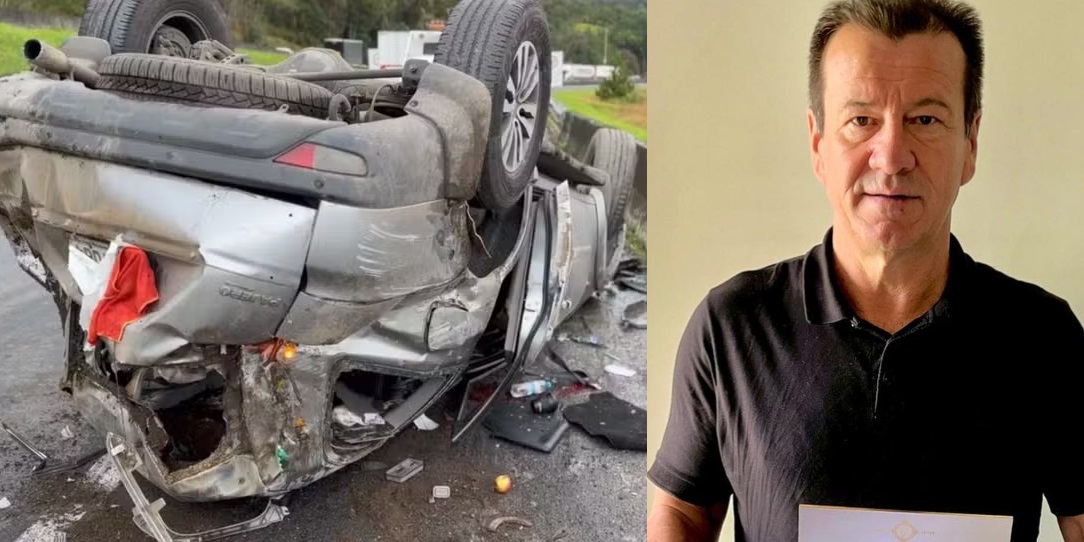Ex-técnico da Seleção Brasileira, Dunga fica ferido em acidente após carro capotar