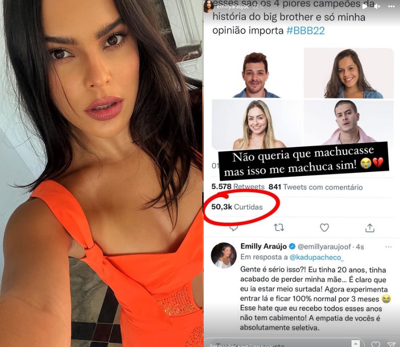 Ex-BBB Emilly sobre ser colocada entre 4 piores campeões do BBB: ‘me machuca'