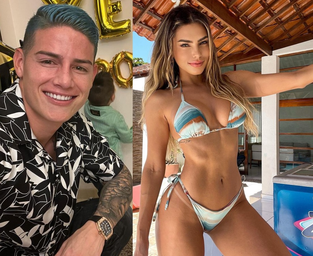 Vivendo romance, Erika Schneider viaja para encontrar jogador James Rodriguez