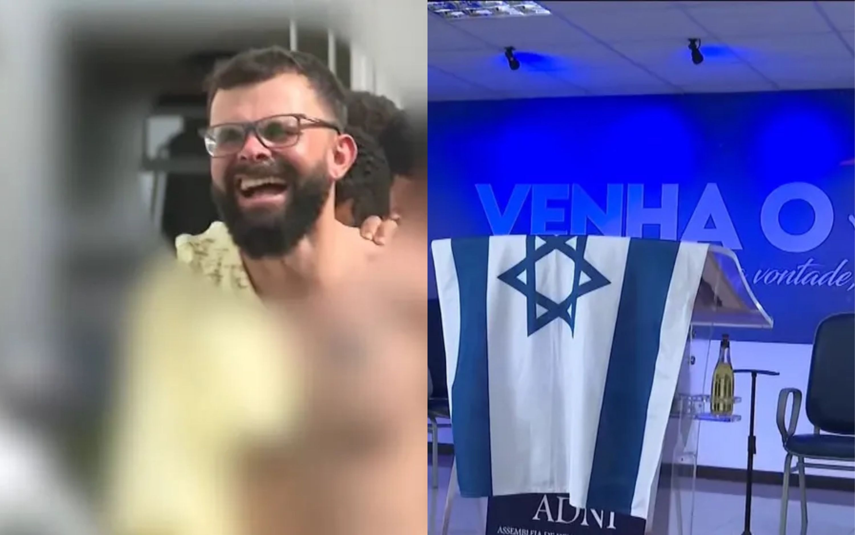 Homem invade altar da Assembleia de Deus, pega bandeira de Israel e ameaça matar pastor e fiéis