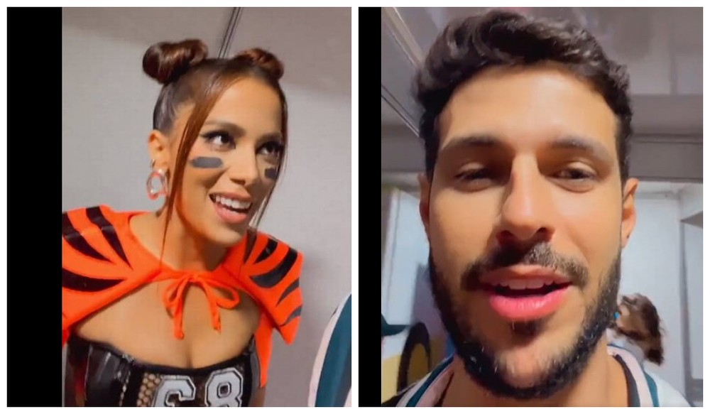 Ex-BBB Rodrigo Mussi sobe no palco e carrega Anitta no colo: 'pazes com a ex'