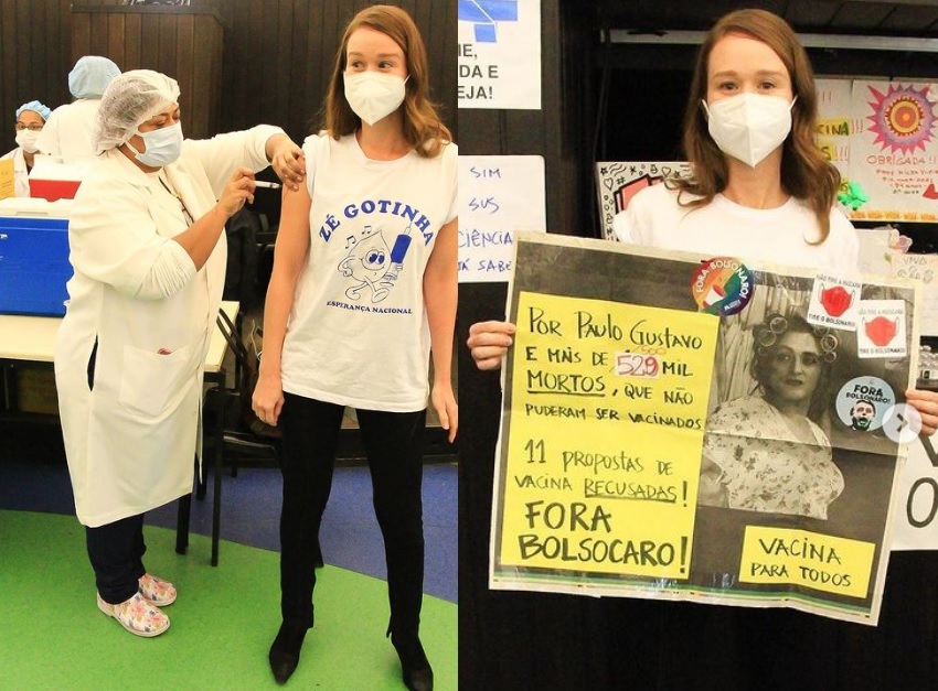 Mariana Ximenes protesta contra Bolsonaro ao tomar vacina contra Covid-19