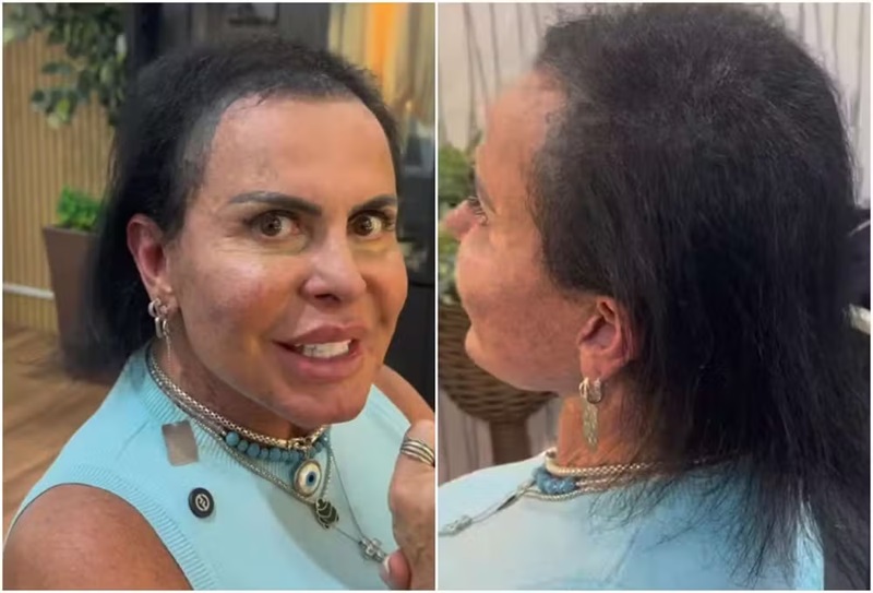 Gretchen impressiona ao mostrar cabelo real antes de trocar de aplique