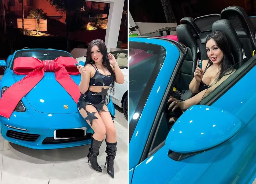 Bella Angel, irmã de Melody, ganha carro de R$ 500 mil da irmã e do pai