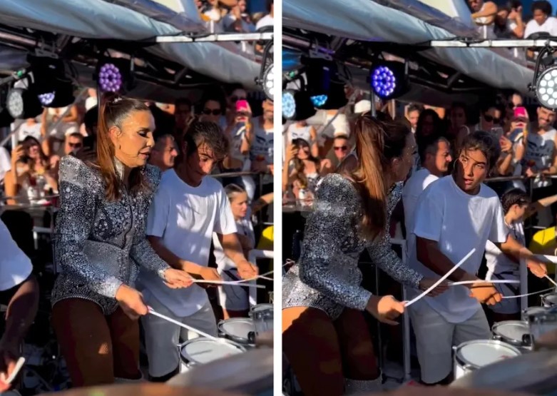Aos 13, filho de Ivete Sangalo dá show em percussão ao lado da mãe no Carnaval de Salvador
