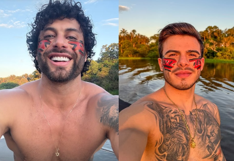 Jesus Luz e Thomaz Costa abrem álbum de fotos durante viagem a Manaus 